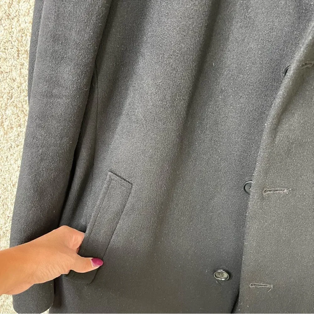 Jos. A. Bank Coat Men’s 46L Long Black‎ Wool Blend Overcoat